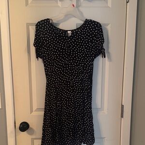 Divided Black and White Polka Dot Mini Dress
